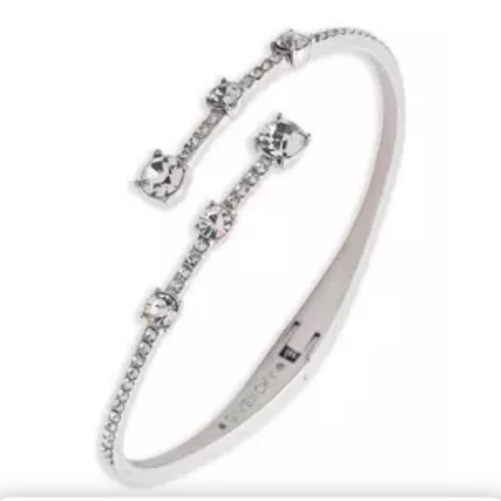 Givenchy Crystal Pavé Bypass Bangle Bracelet Gold Tone Sparkly Designer Jewelry